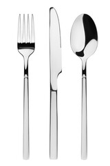 Fork, Knife, Spoon, cutlery isolated on white background, full depth of field