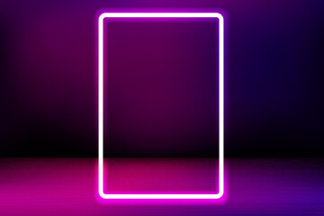 Vivid background with vertical neon frame. Vector illustration