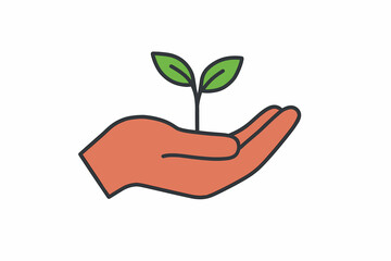 Growing plant in hand symbolizes care for nature and sustainability efforts in urban environments today