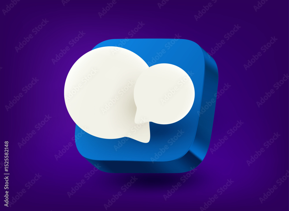 Fototapete conversation concept with two speech clouds. vector 3d application icon
