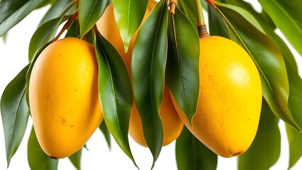 yellow mangoes on a tree