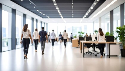 Blurred office hallway scene