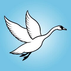 A flying swan in the sky illustration 