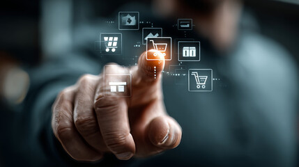 B2B: Businessman Pointing with B2B Icon and Technological Business Data Network. Inter-Company Transactions, Supply Chain Integration, Market Analysis, Customer Relationship Management.