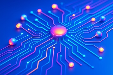Fototapeta premium The heart of innovation glowing circuits pulsing with data connecting future s potential on dark