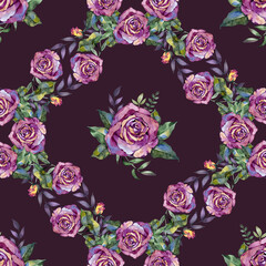 Roses pattern for textile, seamless pattern with purple rose vintage style