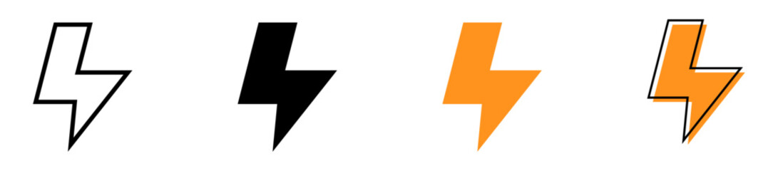 thunder bolt flash icon, flash lightning bolt icon - Electric power icon symbol - Power energy icon sign in filled, thin, line, outline and stroke style for apps and website