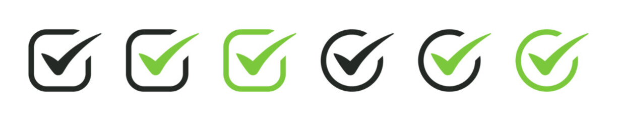 check mark icon button set. check box icon with right or correct buttons and yes checkmark tick box icons - checkbox symbol sign. check mark box square frame. vector illustration © icons gate