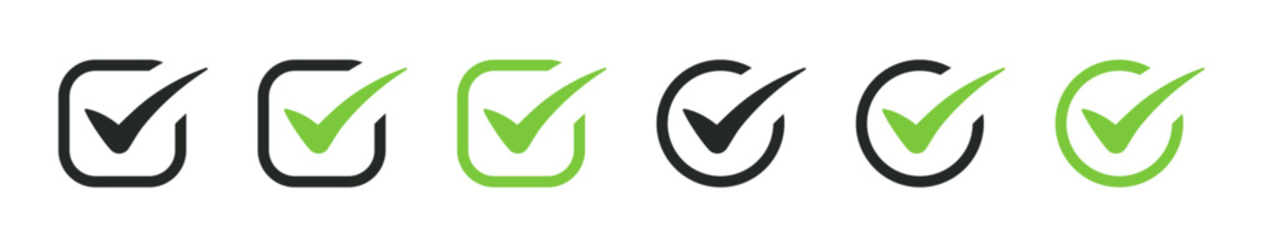 check mark icon button set. check box icon with right or correct buttons and yes checkmark tick box icons - checkbox symbol sign. check mark box square frame. vector illustration