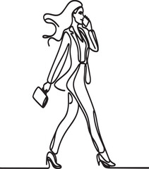 Single Line Drawing of Professional Woman in Motion

