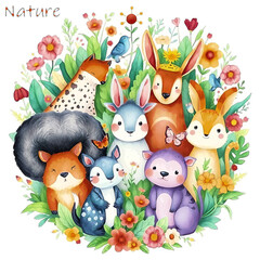 Fototapeta premium group of funny animals