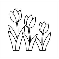 Hand-Drawn Colorful Tulips Garden Sketch