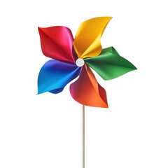 Colorful pinwheel spins gently against a bright Transparent background, bringing a sense of joy and playfulness, Colorful Pinwheel on PNG background