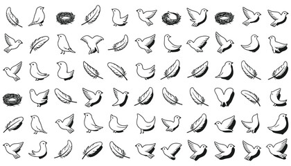 Hand-drawn vector alphabet set with decorative letters, artistic illustrations, and seamless pattern design elements