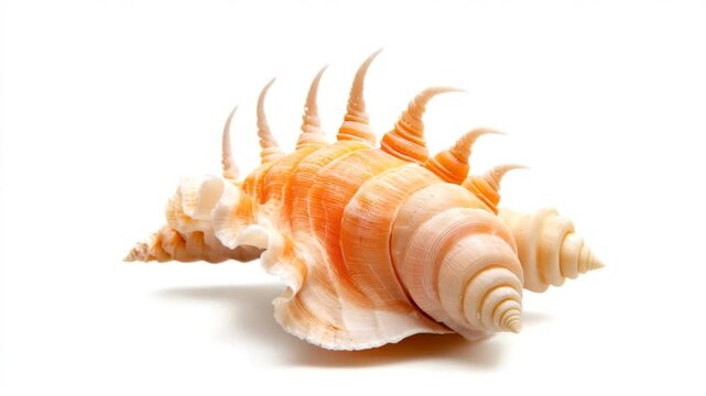 Close-up of a beautifully detailed seashell showcasing intricate patterns and textures