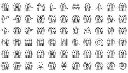 This collection of vector silhouettes offers a set of diverse people icons for business, web, and travel design