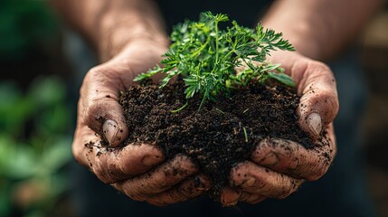 Person Holding Plant and Soil Close-up