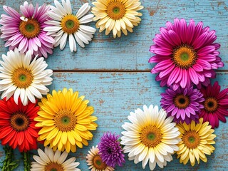 Rustic Daisy Flat Lay - Warm Hues & Soft Textures