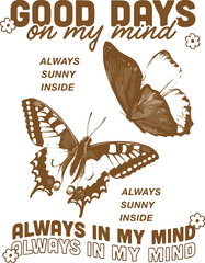 Sepia Butterfly Aesthetic – Always Sunny Inside Motivational Quote Design