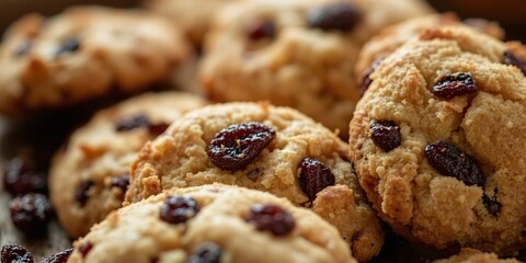 Rustic Homemade Cookies with Dried Fruits Close-up