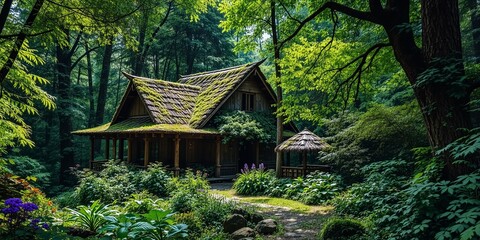 Rustic Inn nestled in a natural landscape