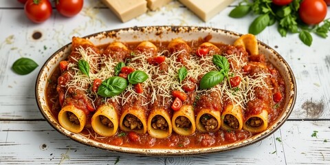 Rustic Italian Baked Pasta Shells with Bolognese Sauce