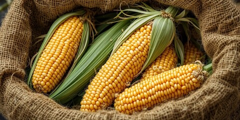 Rustic Maize in Burlap Sack, Natural Grain