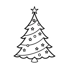 christmas tree silhouette with lights and stars