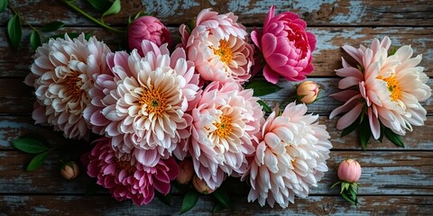 Rustic Peony Flat Lay - Bold Hues & Backlit Glow