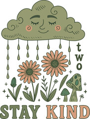 vector illustration of a tree with flowers for tee shirt