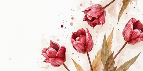Rustic Tulip Watercolor Vignette - Cozy Floral Art