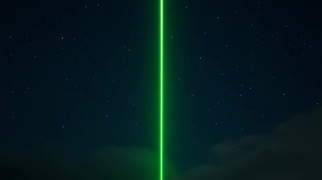 A laser beam shining into the sky