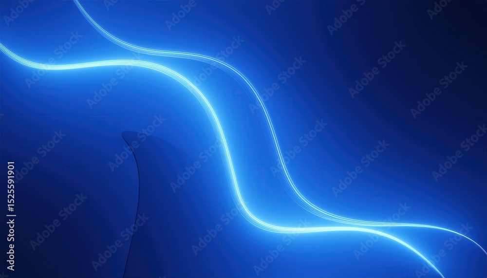 Poster vibrant abstract blue wave background with glowing curved light lines and layered gradient flow, ideal for web design, tech branding, wallpaper, or futuristic print graphic

