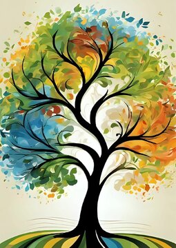 tree, nature, autumn, leaf, vector, art, branch, design, illustration, floral, season, flower, spring, plant, decoration, fall, summer, silhouette, orange, symbol, color, element, pattern, yellow, bea