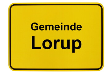 Illustration eines Ortsschildes der Gemeinde Lorup in Niedersachsen