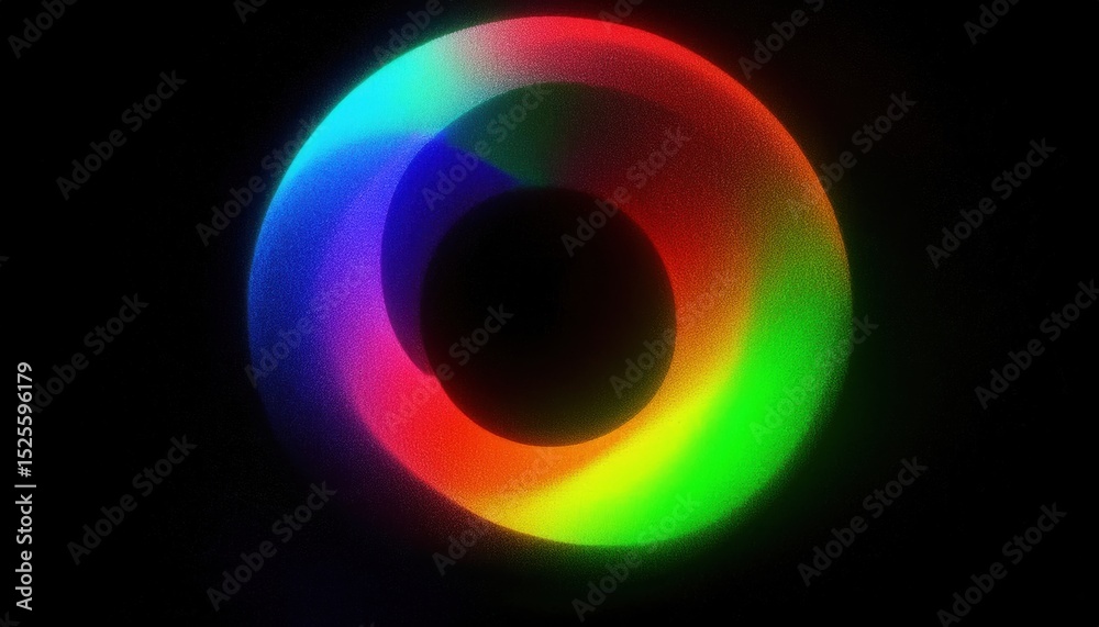 Poster vibrant neon spiral on black background with glowing rainbow gradient curl in abstract motion, perfect for digital art, web design, poster, tech branding, or futuristic interface graphic

