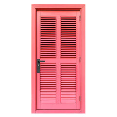 Obraz premium Vibrant Pink Louvered Door in Caribbean Style Reflecting Island Aesthetics and Tropical Vibes