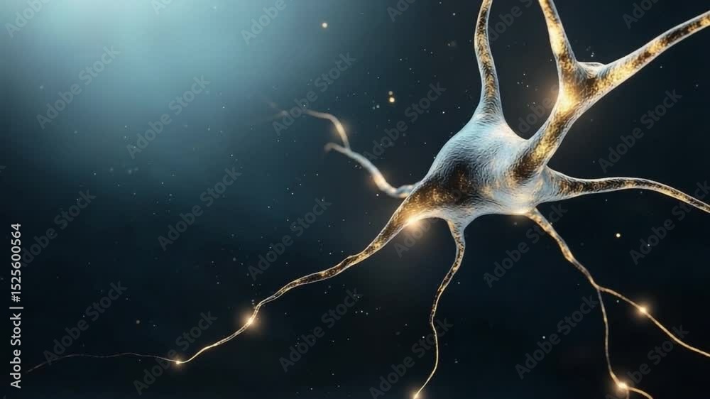 Poster Neural Network: A detailed illustration of a neuron's complex structure, showing the intricate pathways and connections. Emphasizing the elegance of biological design and functions.