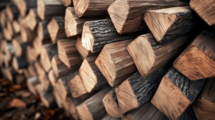 Fototapeta premium Stack of firewood logs preparing for winter season