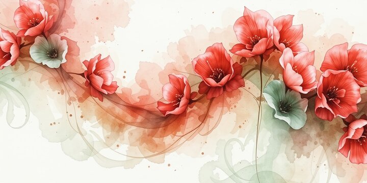 Serene Penstemon Watercolor Panorama