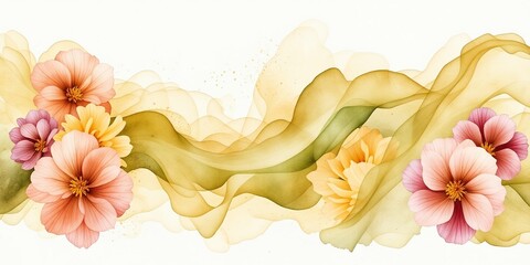 Serene Primrose Watercolor Panorama