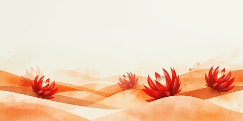Serene Protea Watercolor Panorama