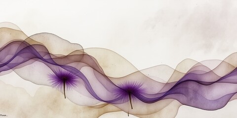 Serene Pulsatilla Watercolor Panorama