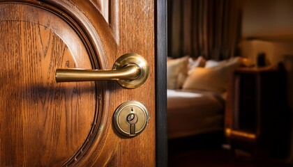 Obraz premium antique door handle hotel room luxury interior privacy