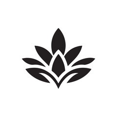 Elegant Black and White Floral Design.This stylized floral design, in a simple black and white format, features a symmetrical lotus or flower-like pattern.