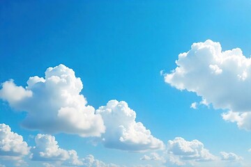 Vast, cerulean daytime sky, fluffy cumulus clouds drift lazily across a brilliant blue expanse Perfect for travel, weather, or nature themes , altitude, tranquil