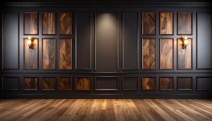 Dark, elegant room with wooden panels