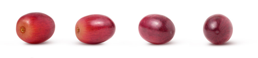 Red grape fruits collection isolated. Wine grape in different view.