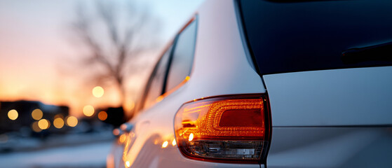 Rare view of the SUV, unbranded automobile. Car sticker mock up, rear window mockup