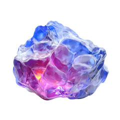 Luminous blue and purple crystal abstract art glowing gemstone  isolated on transparent background